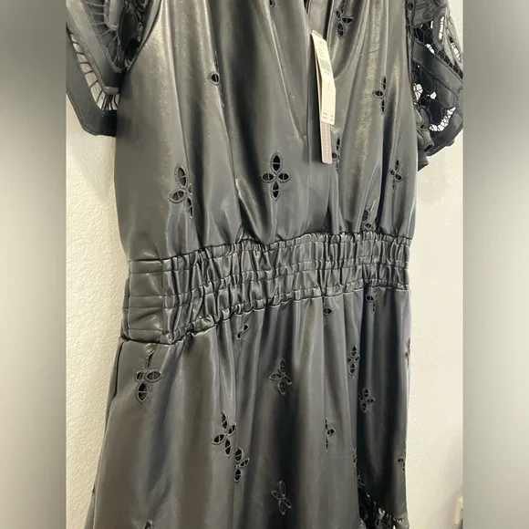 NWT Anthropologie The Somerset Maxi Dress: Faux Leather Embroidered Edition L - Picture 8 of 13